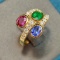 14k Gold 0.77 Ctw Natural Ruby & Diamond Ring