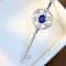 14k Gold 0.69 Ctw Vivid Blue Natural Sapphire & Diamond Necklace