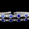 14k Gold 6.07 Ctw Vivid Blue Natural Sapphire & Diamond Bracelet