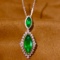 14k Gold 3.28 Ctw Vivid Green Natural Emerald & Diamond Pendant