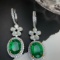 14k Gold 7.97 Ctw Vivid Green Natural Emerald & Diamond Earrings