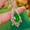 14k Gold 7.51 Ctw Vivid Green Natural Emerald & Diamond Pendant