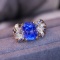 14k Gold 4.86 Ctw Natural Sapphire & Diamond Ring