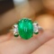14k Gold 2.31 Ctw Vivid Green Natural Emerald & Diamond Ring
