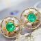 14k Gold 2.01 Ct Vivid Green Natural Emerald Earrings