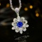 14k Gold 1.19 Ctw Vivid Blue Natural Sapphire & Diamond Pendant