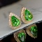 14k Gold 2.19 Ctw Vivid Green Natural Garnet & Diamond Earrings