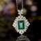 14k Gold 2.59 Ctw Vivid Green Natural Emerald & Diamond Pendant
