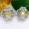 14k Gold 0.95 Ctw Natural Yellow Diamond & Diamond Earrings