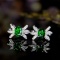 14k Gold 1.59 Ctw Vivid Green Natural Tsavorite & Diamond Earrings
