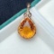 14k Gold 20.70 Ctw Natural Citrine & Diamond Pendant