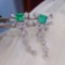 14k Gold 3.53 Ctw Vivid Green Natural Emerald & Diamond Earrings