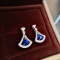 14k Gold 2.11 Ctw Natural Sapphire & Diamond Earrings