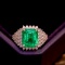 14k Gold 4.71 Ct Vivid Green Natural Emerald & Diamond Ring