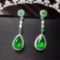 14k Gold 5.31 Ctw Vivid Green Natural Emerald & Diamond Earrings