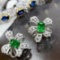14k Gold 2.4 Ctw Vivid Green Natural Emerald & Diamond Earrings