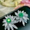 14k Gold 4.1 Ctw Vivid Green Natural Emerald & Diamond Earrings