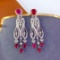 14k Gold 2.5 Ct Natural Ruby & Diamond Earrings