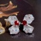 14k Gold 3.2 Ctw Natural Ruby & Diamond Earrings