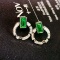14k Gold 0.60 Ctw Vivid Green Natural Emerald & Diamond Earrings