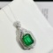 14k Gold 3.28 Ctw Vivid Green Natural Emerald & Diamond Pendant