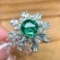 14k Gold 3.16 Ctw Intense Green Natural Emerald & Diamond Ring