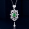 14k Gold 1.25 Ctw Vivid Green Natural Emerald & Diamond Pendant