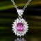 14k Gold 0.57 Ct Natural Padparadscha Sapphire & Sapphire Pendant