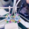 14k Gold 5.6 Ct Natural Aquamarine & Diamond Earrings