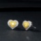 14k Gold 0.63 Ctw Natural Yellow Diamond & Diamond Earrings