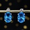 14k Gold 12.86 Ctw Natural Topaz & Diamond Earrings