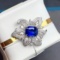 14k Gold 6.32 Ctw Heated Sapphire & Diamond Brooch/pendant
