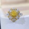 14k Gold 0.45 Ctw Natural Yellow Diamond & Diamond Ring