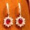 14k Gold 1.6 Ct Natural Ruby & Diamond Earrings