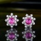 14k Gold 0.96 Ctw Natural Padparadscha Sapphire & Diamond Earrings