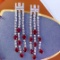 14k Gold 6 Ct Vivid Red Natural Ruby & Diamond Earrings