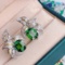 14k Gold 6.5 Ctw Natural Tourmaline & Diamond Earrings