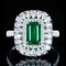 14k Gold 2.67 Ctw Vivid Green Natural Emerald & Diamond Ring
