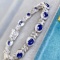 14k Gold 6.5 Ctw Vivid Blue Natural Sapphire & Diamond Bracelet