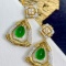 14k Gold 3.1 Ctw Vivid Green Natural Emerald & Diamond Earrings