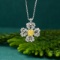 14k Gold 0.69 Ctw Natural Yellow Diamond & Diamond Pendant