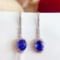 14k Gold 2.35 Ct Vivid Blue Natural Sapphire & Diamond Earrings
