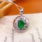 14k Gold 1.4 Ct Vivid Green Natural Emerald & Diamond Pendant