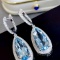 14k Gold 8.2 Ctw Natural Aquamarine & Diamond Earrings