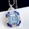 14k Gold 3.8 Ctw Natural Aquamarine & Diamond Pendant