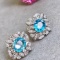 14k Gold 3.48 Ctw Natural Paraiba Tourmaline & Diamond Earrings