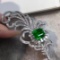 14k Gold 3.17 Ctw Vivid Green Natural Emerald & Diamond Brooch/pendant