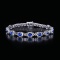14k Gold 2.93 Ctw Vivid Blue Natural Sapphire & Diamond Bracelet