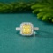 14k Gold 2.31 Ctw Natural Yellow Diamond & Diamond Ring