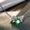 14k Gold 3.53 Ctw Vivid Green Natural Emerald & Diamond Necklace